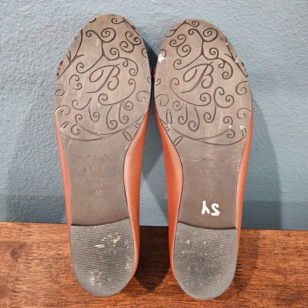 BRIGHTON Brigit Ballerina Infinity Leather Flats Brown Size 7.5 Made in Italy - Picture 6 of 6
